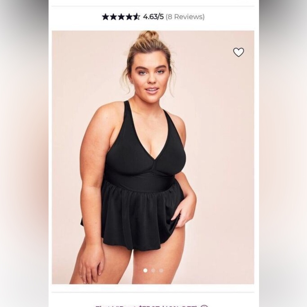 Adore Me Brianna 2x Top Black Tankini Swim Top Women's Nylon Spandex